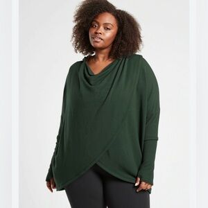 Athleta Purana Wrap Sweatshirt - Seaweed Snack green